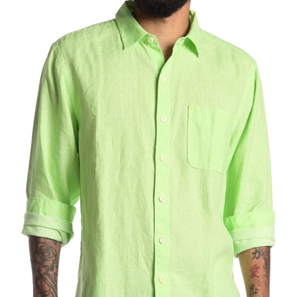 Tommy Bahama Shirt Sea Glass Breezer Glowing Green Size L - Picture 1 of 7